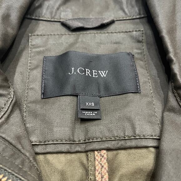 J Crew Downtown Field Jacket Sz XXS 100% Cotton Utility Preppy Y2K Green - Picture 3 of 8